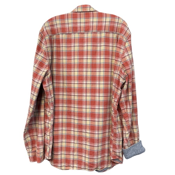 L.L. Bean Men’s XL Red Plaid Flannel Shirt Fully Chambray Lined Slightly Fitted - Picture 2 of 5